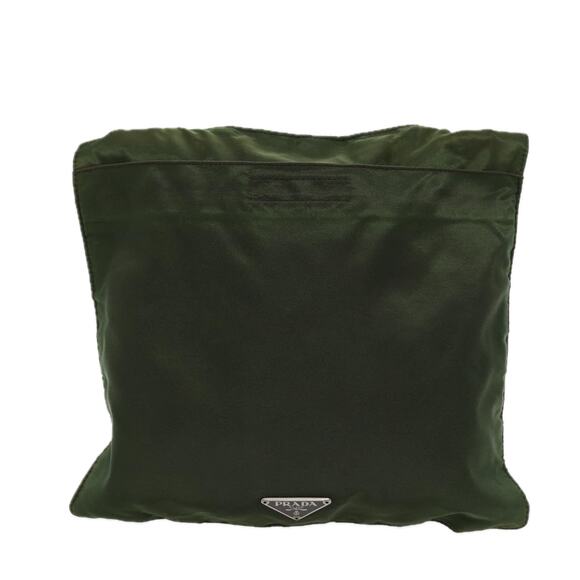 PRADA Shoulder Bag Nylon Khaki Dark Brown Silver - Picture 2 of 16